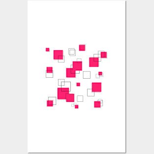 Geometric Square pink and black Art Posters and Art